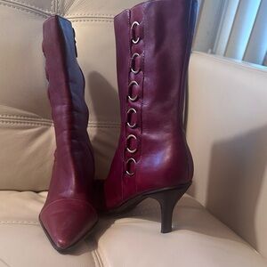 Circa Joan & David 7 1/2 Red Boots slightly worn twice.